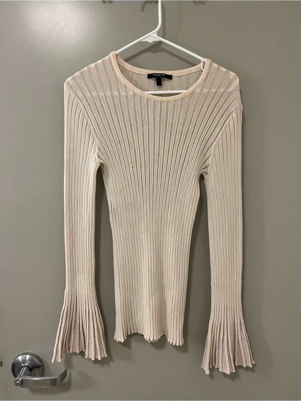 Derek Lam Ribbed Flare-Sleeve Knit Top